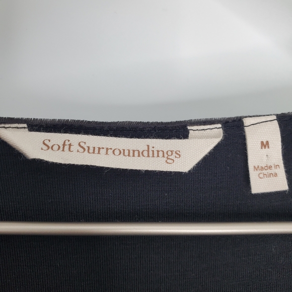 Soft Surroundings Charcoal Gray Crushed Velvet Short Sleeves Dress V-Neck Boho - Picture 6 of 7